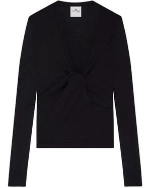 Courreges V-Neck Knitwear - Bleu