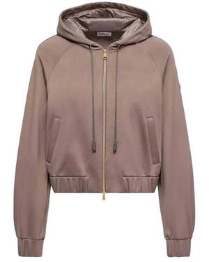 Moncler Offene Strickjacke Mit Reißverschluss - Braun