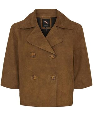 Btfcph Jassen ,Bruin ,Leer Suede Short Trenchcoat