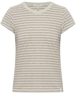 Rag & Bone Tops ,Katoen Slub Gestreepte Tee - Grijs