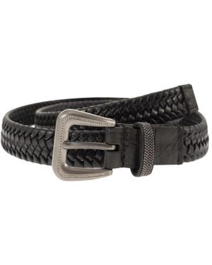 Brunello Cucinelli Stretch Flechtgürtel Aus Leder - Schwarz