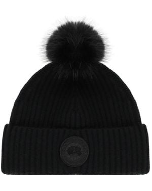 Canada Goose Accessoires ,Zwart ,Wol Cashmere Blend Pom Toque