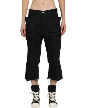 Rick Owens Jeans ,Zwart ,Katoen Cargo Bolan Cutoffs