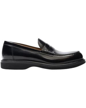SCAROSSO Schwarze gebürstete leder penny loafers