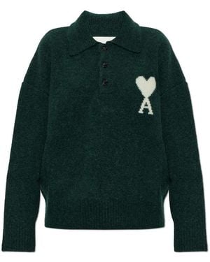 Ami Paris V-Neck Knitwear - Vert