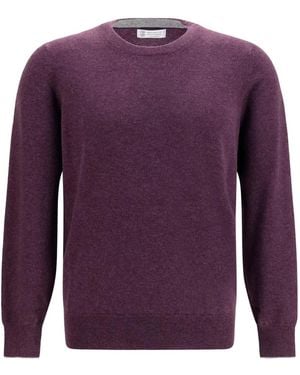 Brunello Cucinelli Kaschmir-Pullover Mit Rundhalsausschnitt - Lila