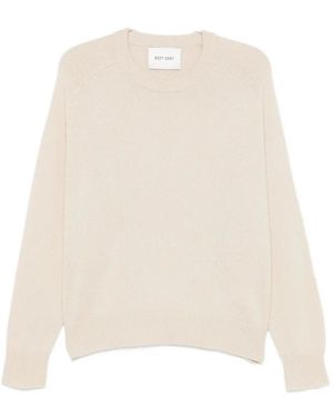 Soft Goat Truien & Vesten ,Kasjmier Geborstelde Kasjmier Trui Met Ronde Hals - Wit