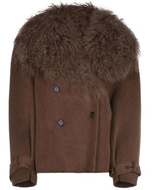 GIUSEPPE DI MORABITO Jassen ,Bruin ,Wol Cropped Trenchcoat