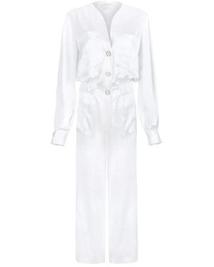 Genny Witte Satijnen Utility Jumpsuit