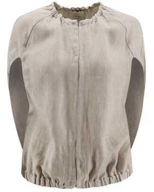 Alysi Overhemden ,Linnen Mouwloze Linnen Blouse - Grijs
