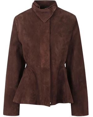 Alaïa Jassen ,Bruin ,Katoen Suede Geitenleren Peplum Jas
