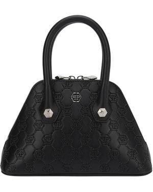 Philipp Plein Tassen ,Zwart ,Leer Majestic Monogram Handtas
