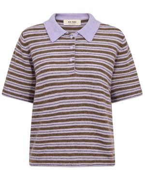 Mos Mosh Truien & Vesten ,Paars ,Mmmilvi Ss Stripe Polo Knit