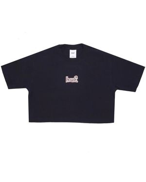 Huf Tops ,Zwart ,Katoen Zwarte Cropped Tee 1993 Stijl - Blauw