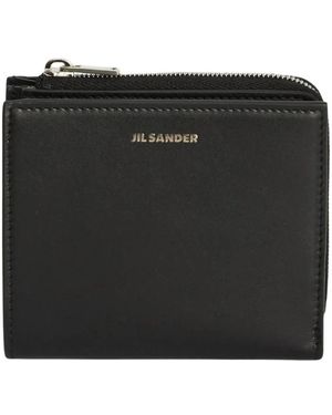 Jil Sander Bifold Leder Geldbörse Mit Reißverschlusstasche - Schwarz
