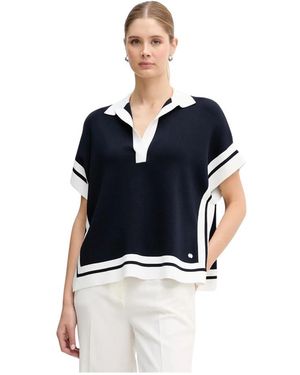 Joseph Ribkoff Gestreepte Trui Met V-Hals - Blauw