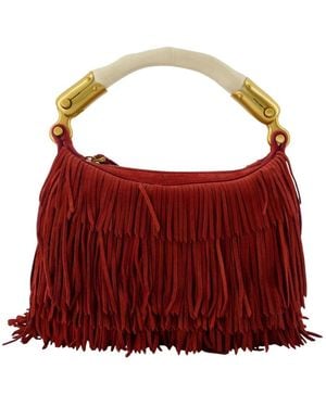 Balmain Ebene Mini Fringes Bag - Red