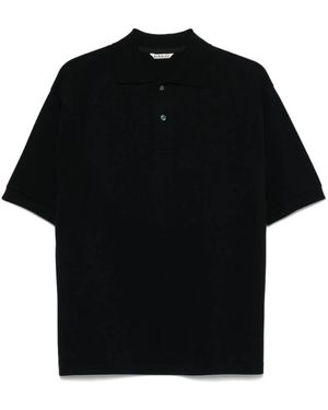 AURALEE Blaues Poloshirt Kurzarm - Schwarz