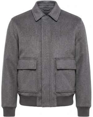 Peserico Jassen ,Grijs ,Katoen Wool And Cashmere Bomber
