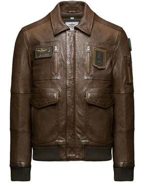 Aeronautica Militare Leather Jackets - Brown
