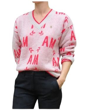 Aeronautica Militare V-Neck Knitwear - Pink