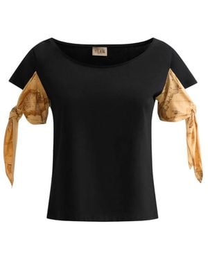 Alviero Martini 1A Classe Schwarzes Geo Classic T-Shirt Mit Kurzen Ärmeln