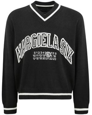 MM6 by Maison Martin Margiela V-Neck Knitwear - Zwart