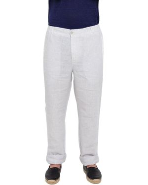 120% Lino Cropped Broeken - Blauw