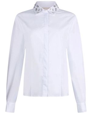 Liu Jo Overhemden ,Wit ,Katoen Blouse Met Juwelenborduursel