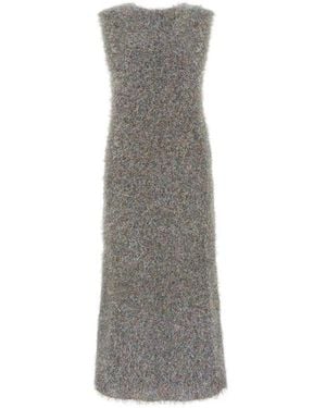 Jil Sander Midi Jurk Met V-Hals En Zonder Mouwen - Grijs