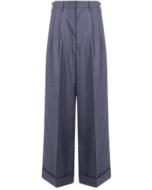 Junya Watanabe Woll-Serge-Hose - Blau