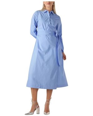 SELECTED Kleedjes ,Blauw ,Blauwe Midi Wikkeljurk Charme