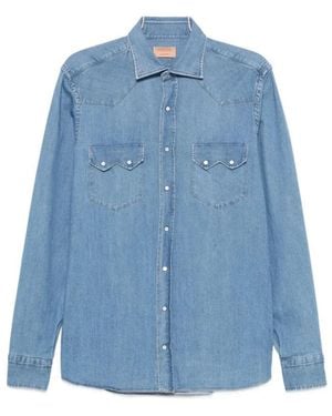 Borriello Overhemden ,Blauw ,Denim Denim Shirt