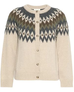 Weekend by Maxmara Truien & Vesten ,Wol Jacquard Ronde Hals Vest - Naturel