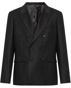 Paul Smith Jassen ,Grijs ,Wol Wol Blazer Met Dubbele Split - Zwart