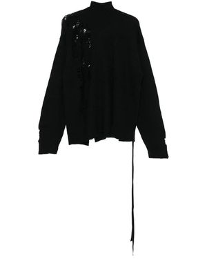 Ann Demeulemeester Schwarzer Wollpullover Mit Asymmetrischem Saum