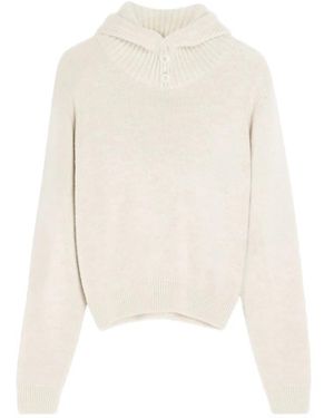 Lemaire Gerippter Strickknopfpullover - Weiß