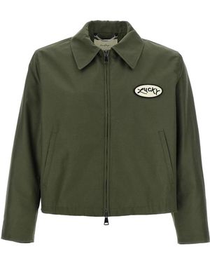Second/Layer Jassen ,Groen ,Katoen Cotton Canvas Jacket