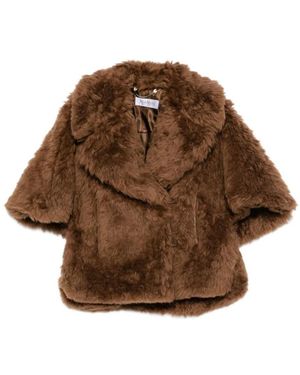 Max Mara Double-Breasted Imitatiebont Jas - Bruin