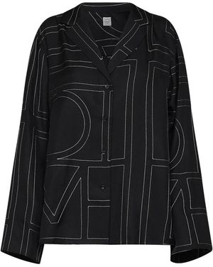TOTEME Overhemden ,Zwart ,Monogram Zijde Blouse