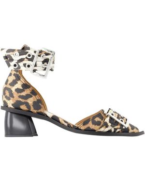 Ganni Feminine Open Cut Court Shoes - Metallic