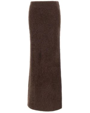 Soft Goat Maxi Skirts - Marron
