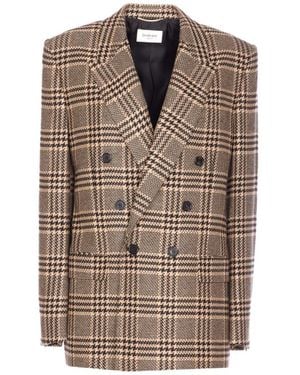 Saint Laurent Zwarte Zijde & Nylon Jas - Bruin