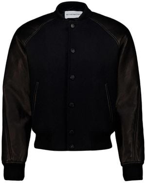 Givenchy Wool Bomberjack Met Omgekeerd Logo - Zwart