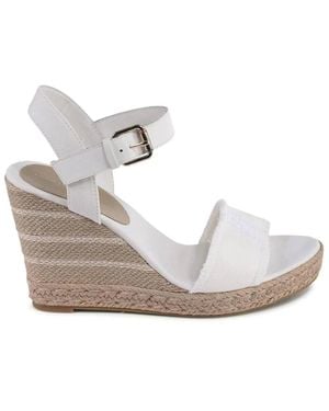 Tommy Hilfiger Weiße Keil Espadrilles Sandalen - Mettallic