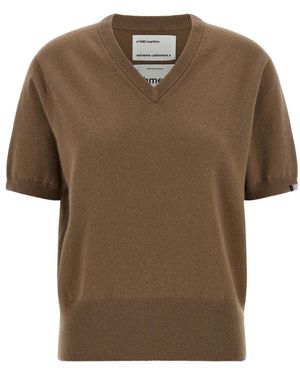 Extreme Cashmere Truien & Vesten ,Bruin ,Nylon N°490 Martina Trui Met Korte Mouwen
