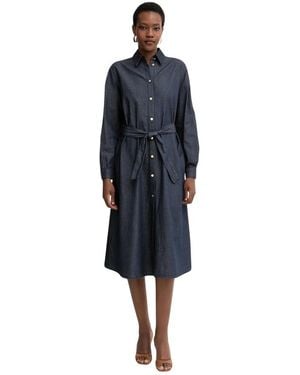 ARMANI EXCHANGE Kleedjes ,Blauw ,Katoen Uitlopende Chambray Jurk Met Riem