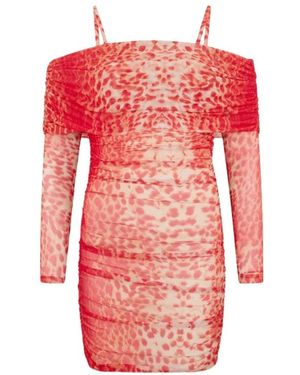 Roberto Cavalli Kleedjes ,Rood ,Polyester Cheetah Skin Print Dress - Roze