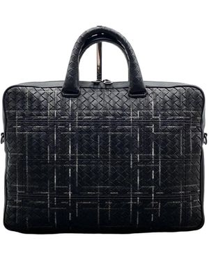 Bottega Veneta Atlas Intrecciato Leren Aktetas - Zwart