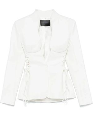 Mugler Jassen ,Wit ,Leer Sneeuwkanten Jas